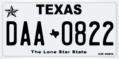 TX license plate DAA0822