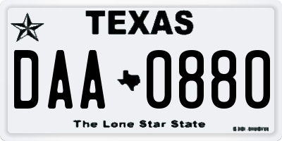 TX license plate DAA0880