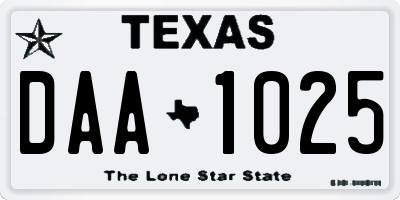 TX license plate DAA1025