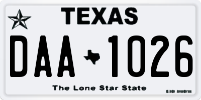 TX license plate DAA1026