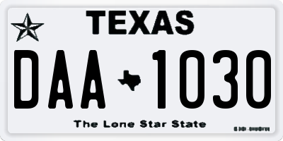 TX license plate DAA1030