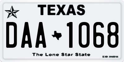 TX license plate DAA1068