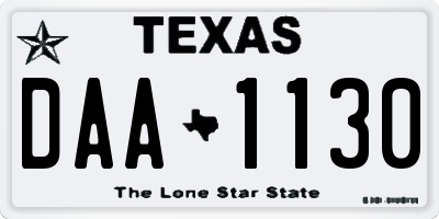 TX license plate DAA1130