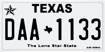 TX license plate DAA1133