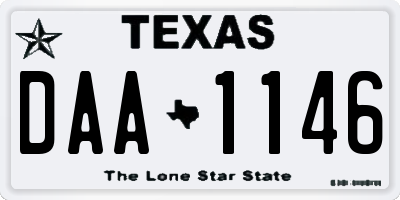 TX license plate DAA1146