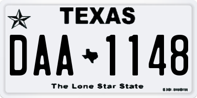 TX license plate DAA1148