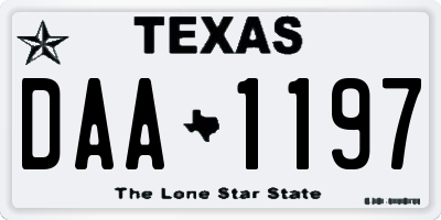 TX license plate DAA1197