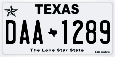 TX license plate DAA1289