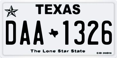TX license plate DAA1326