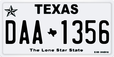 TX license plate DAA1356
