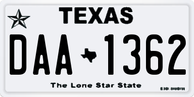 TX license plate DAA1362