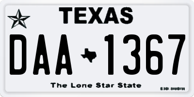TX license plate DAA1367