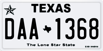 TX license plate DAA1368