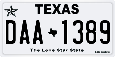 TX license plate DAA1389