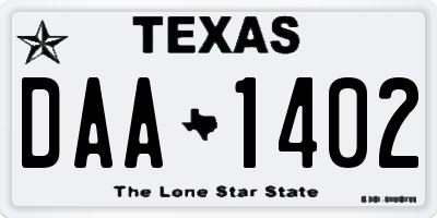 TX license plate DAA1402