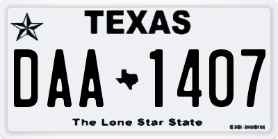 TX license plate DAA1407