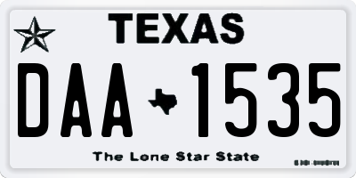TX license plate DAA1535