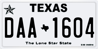TX license plate DAA1604