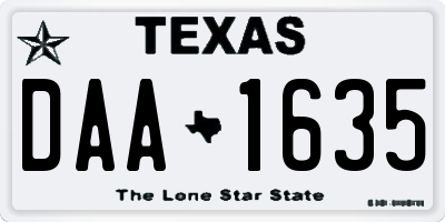 TX license plate DAA1635
