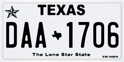 TX license plate DAA1706