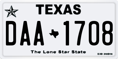 TX license plate DAA1708