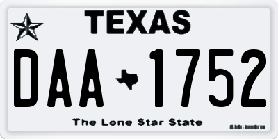 TX license plate DAA1752