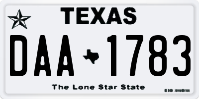 TX license plate DAA1783