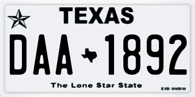 TX license plate DAA1892