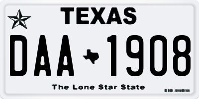 TX license plate DAA1908
