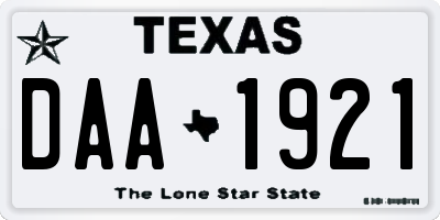 TX license plate DAA1921