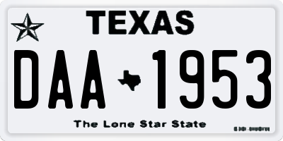 TX license plate DAA1953
