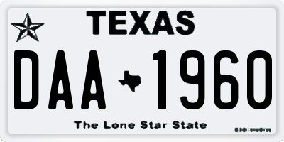 TX license plate DAA1960