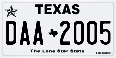 TX license plate DAA2005