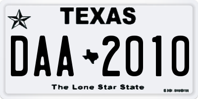 TX license plate DAA2010
