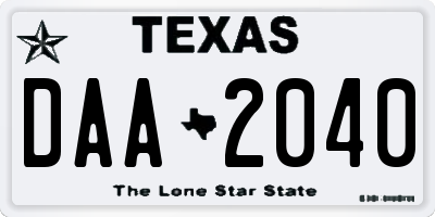 TX license plate DAA2040