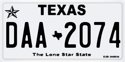 TX license plate DAA2074