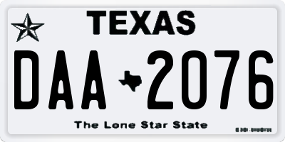 TX license plate DAA2076