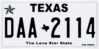 TX license plate DAA2114