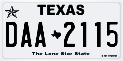 TX license plate DAA2115