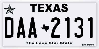TX license plate DAA2131