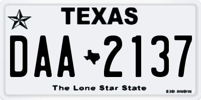 TX license plate DAA2137