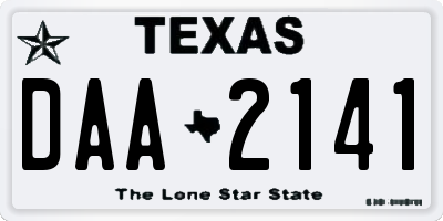 TX license plate DAA2141