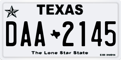 TX license plate DAA2145