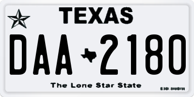 TX license plate DAA2180