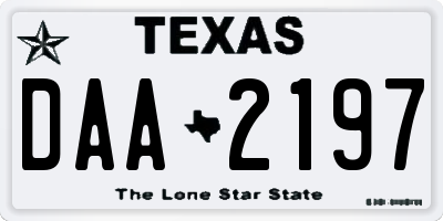 TX license plate DAA2197