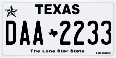TX license plate DAA2233