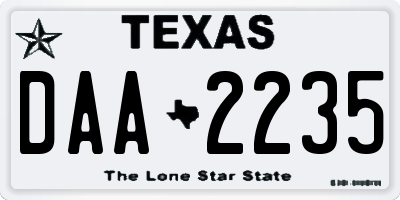 TX license plate DAA2235