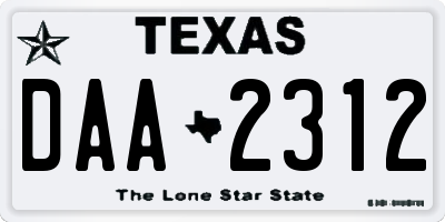 TX license plate DAA2312