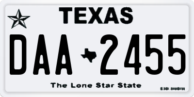 TX license plate DAA2455