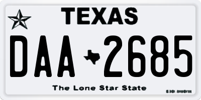TX license plate DAA2685